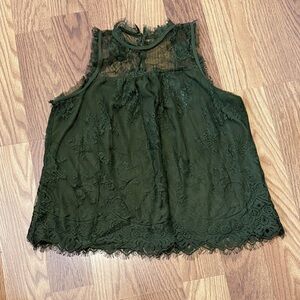 Xhilaration Lace Sleeveless Blouse - Dark Green